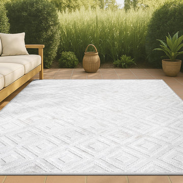 Portmany Neutral Diamond Trellis Indoor/outdoor Area Rug